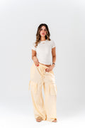KV Wide-Leg Linen Cargo Pants
